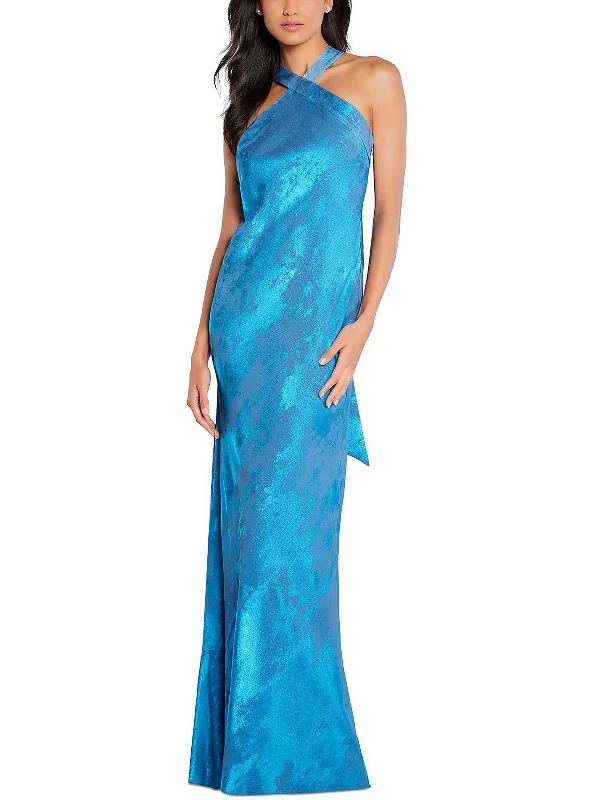 Womens Metallic Maxi Evening Dress