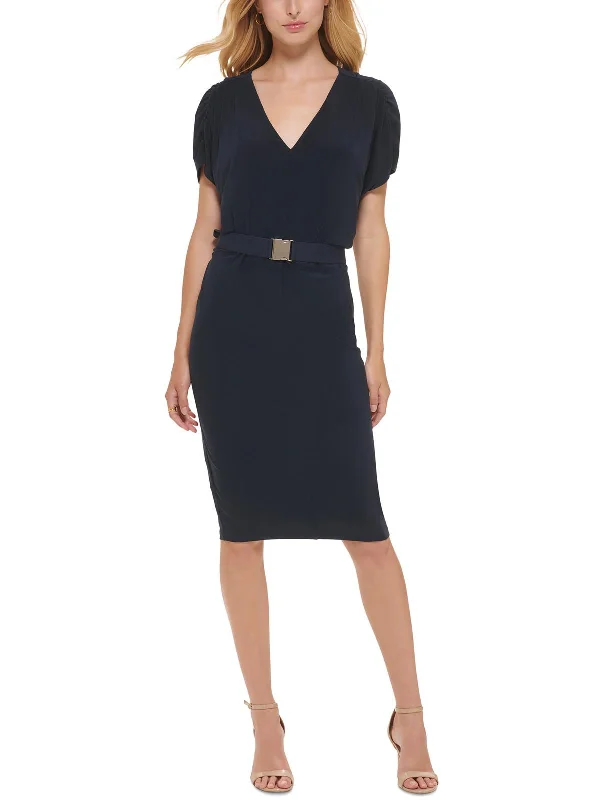 Womens Work Midi Sheath Dress