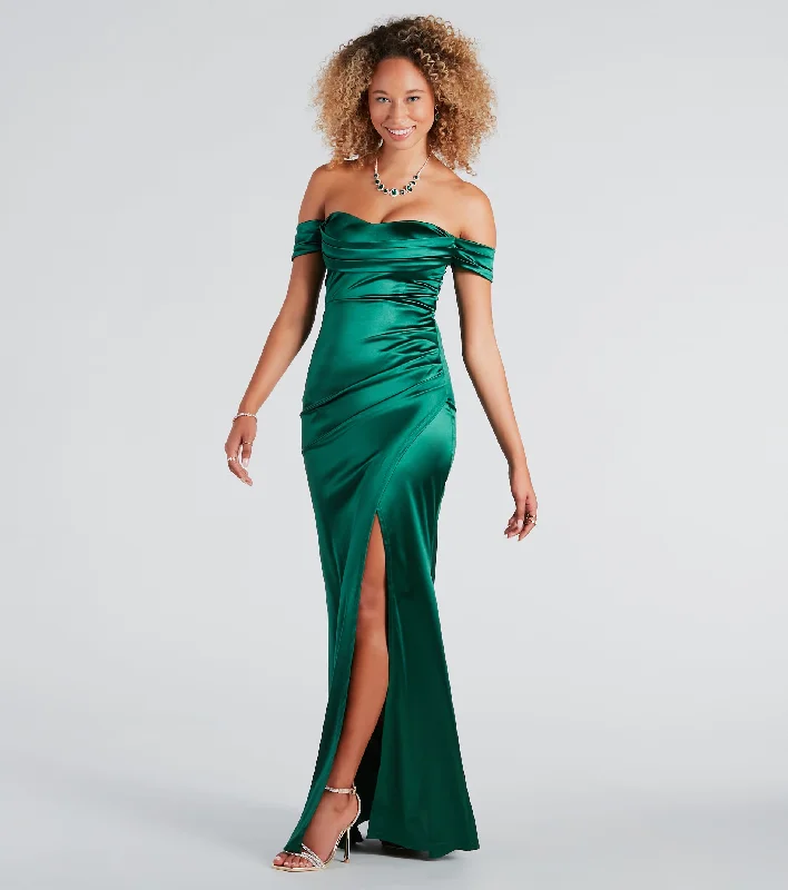 Albi Formal Satin Pleated Mermaid Long Dress