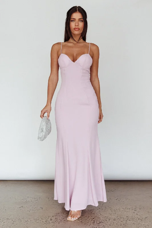 Dreaming Of Paris Bodycon Mermaid Maxi Dress Lilac