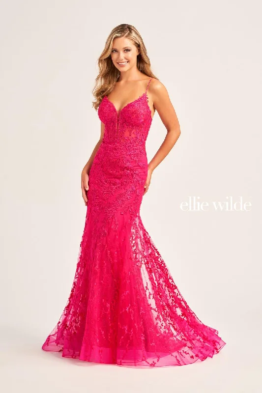 Ellie Wilde Mermaid Corset Lace Prom Dress EW35010