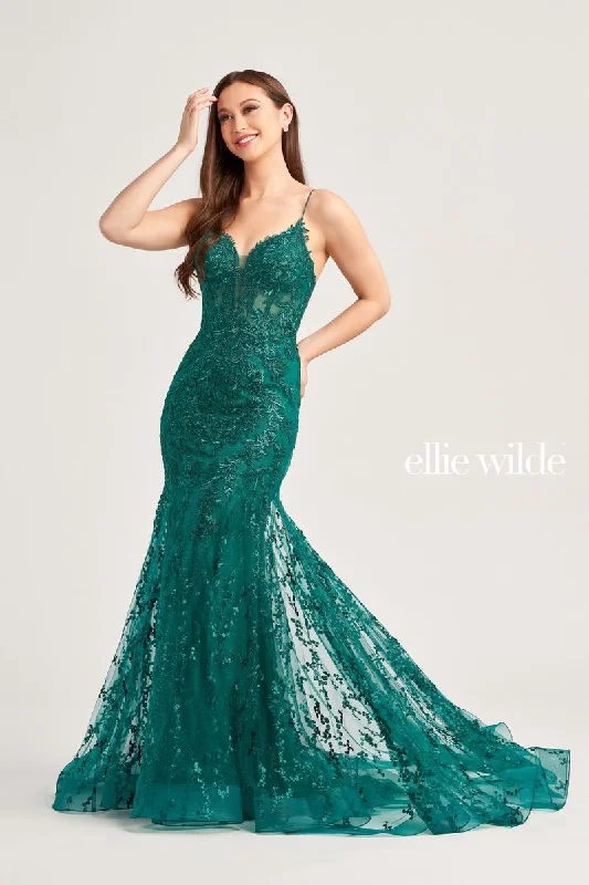 Ellie Wilde Mermaid Corset Lace Prom Dress EW35010