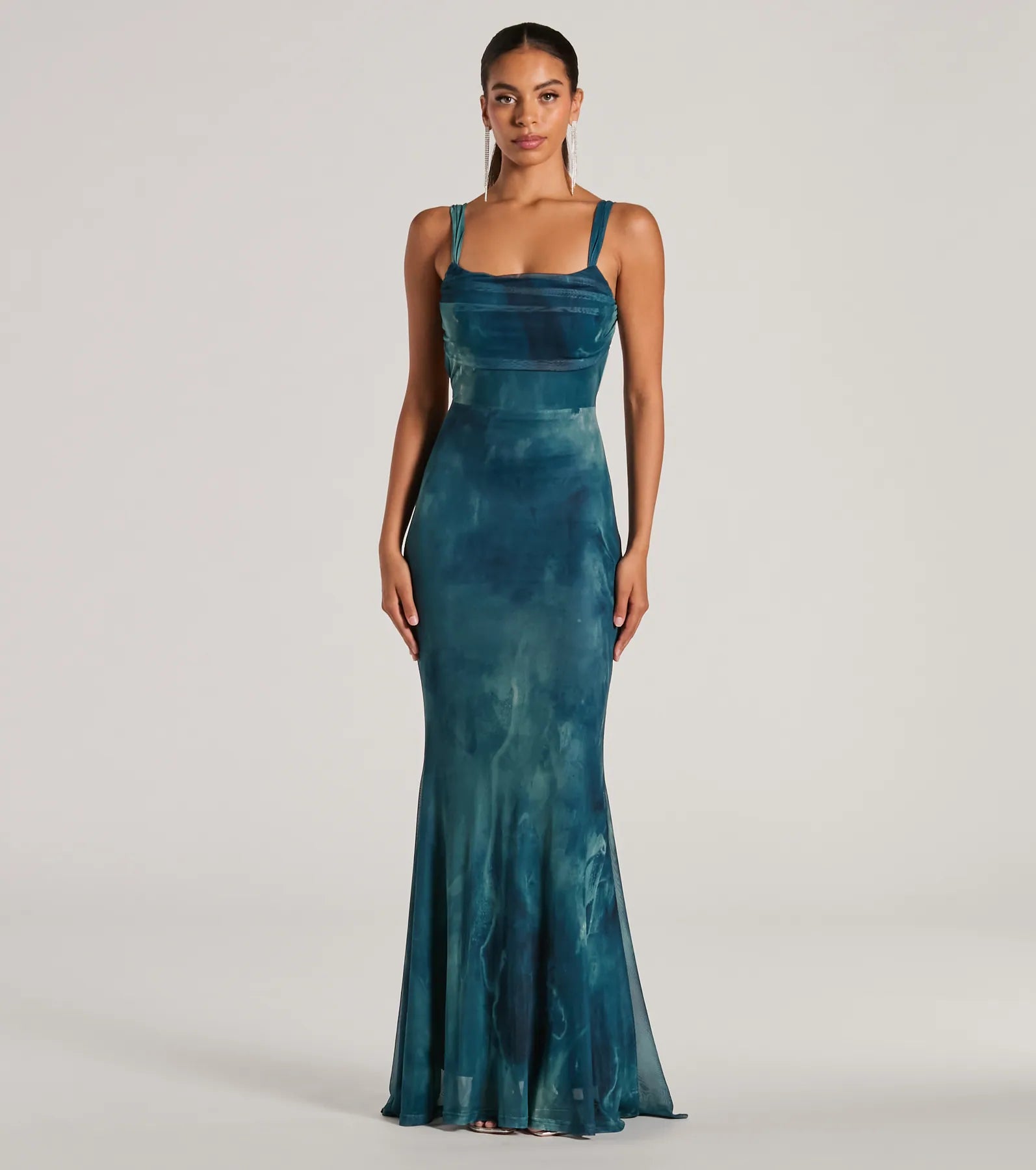 Estelle Lace-Up Abstract Mermaid Formal Dress