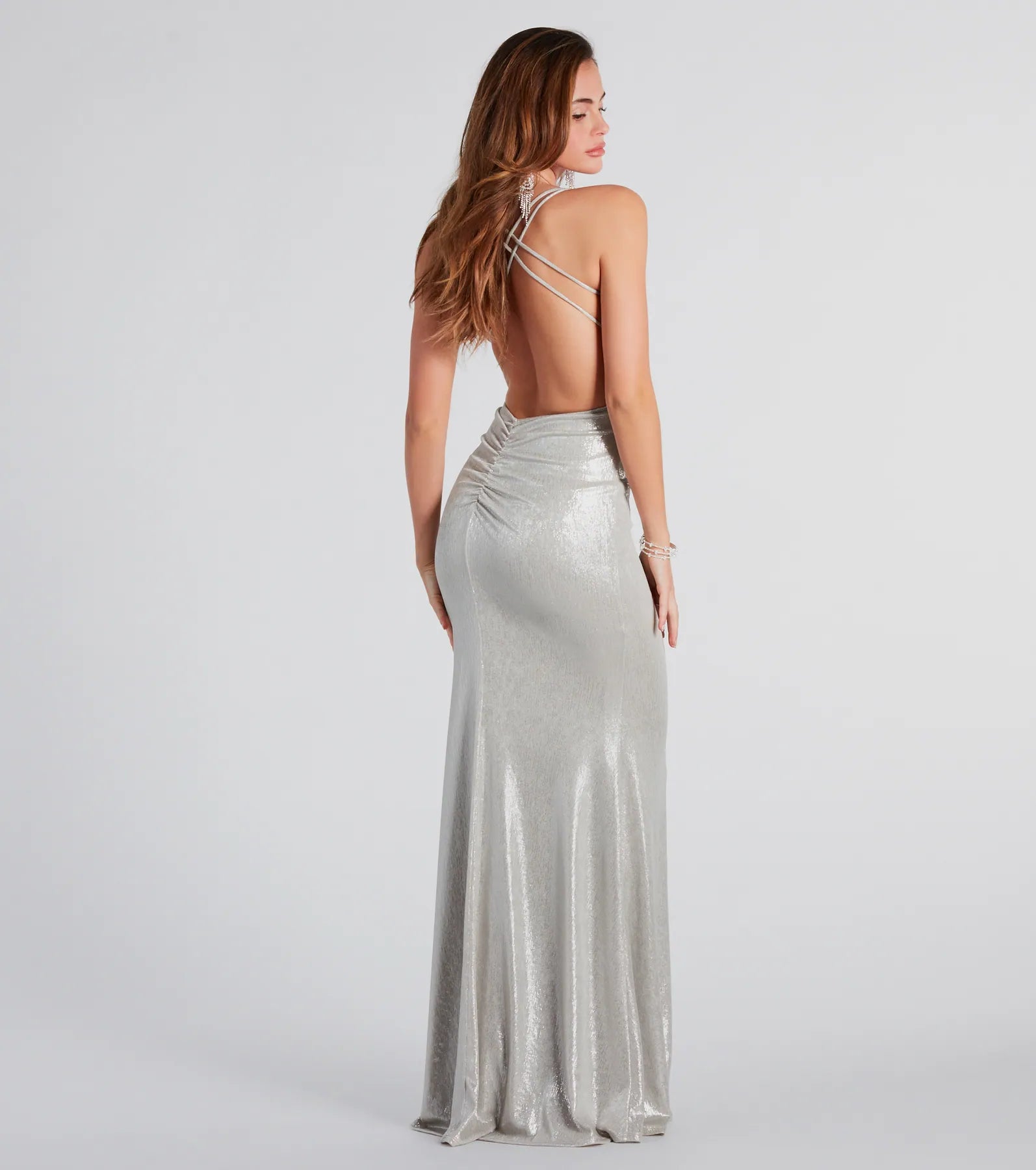 Kate Formal Metallic Open Back Mermaid Dress