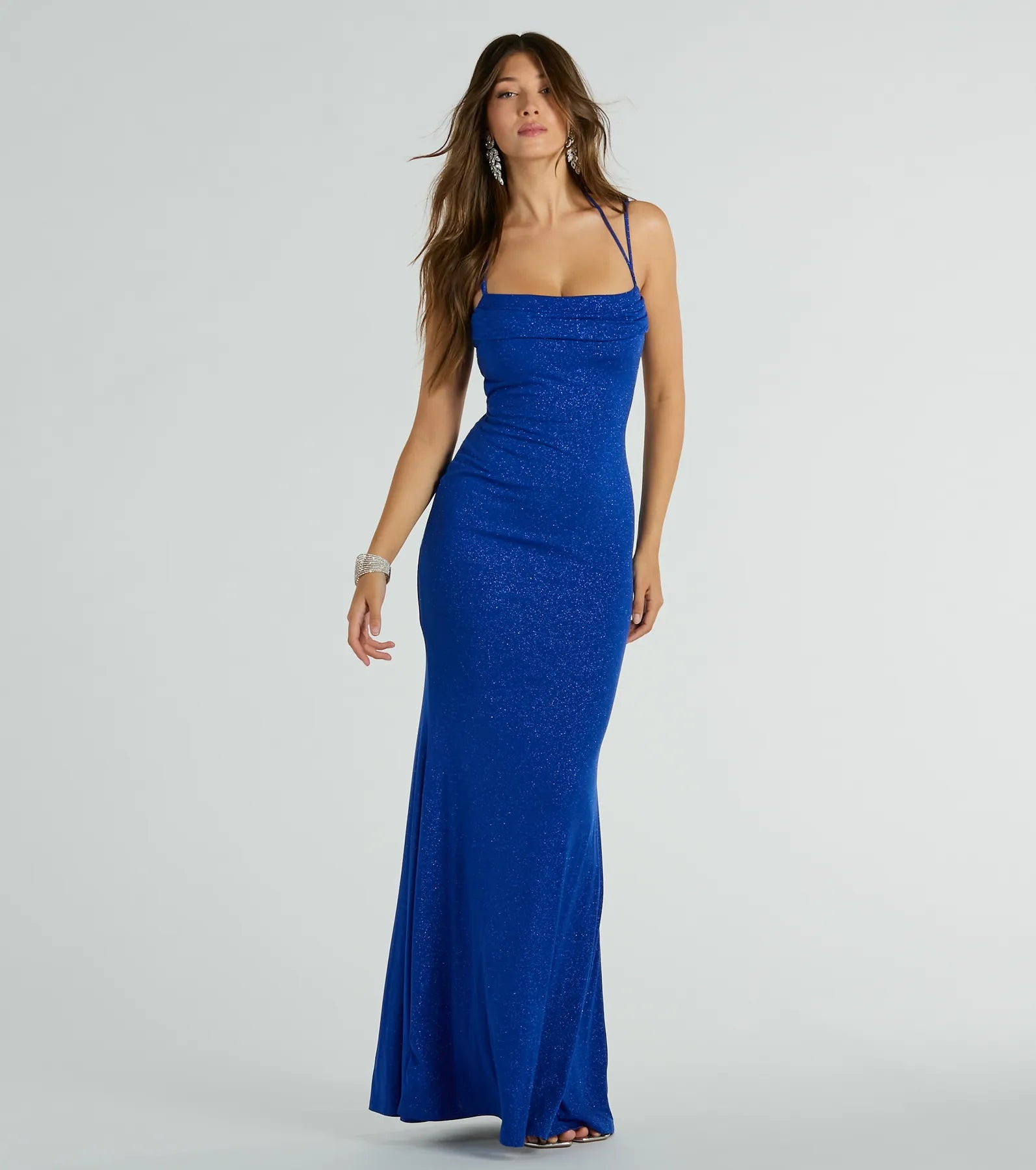 Katerina Square Neck Mermaid Glitter Formal Dress