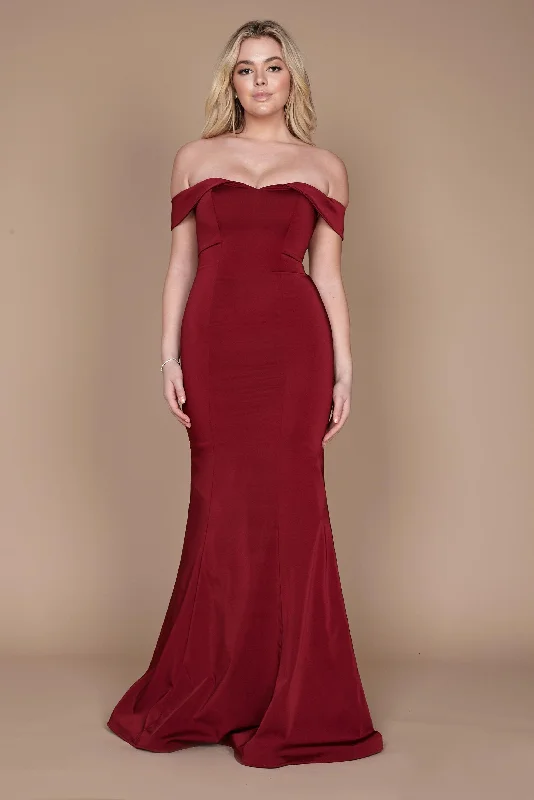 Dylan & Davids Long Formal Burgundy Mermaid Evening Dress