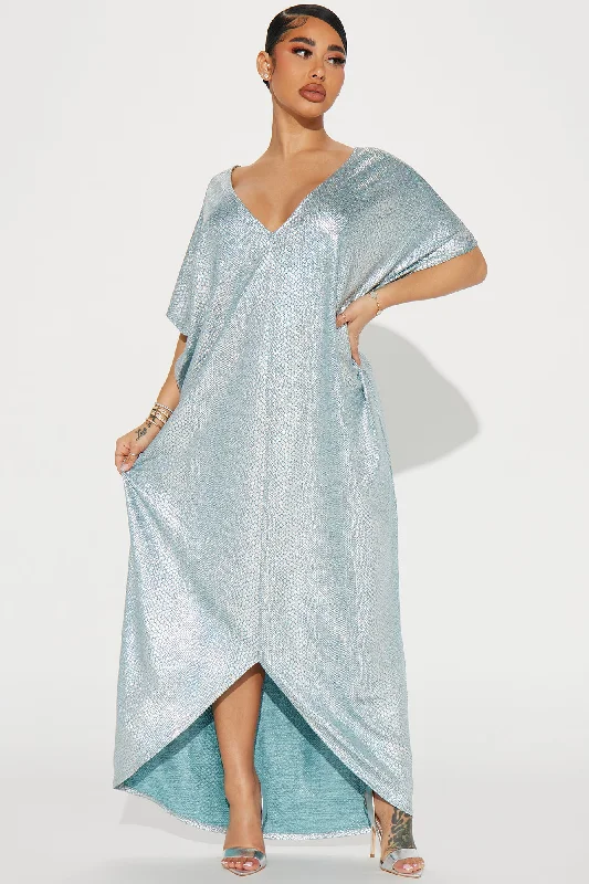 Mermaid Dreams Kaftan Maxi Dress - Aqua