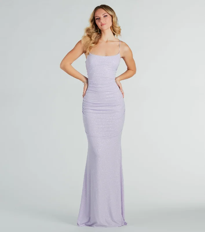 Rowan Formal Glitter Ruched Mermaid Dress