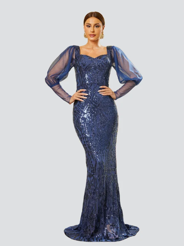 Mermaid Panel Sequin Evening Dress RH30634