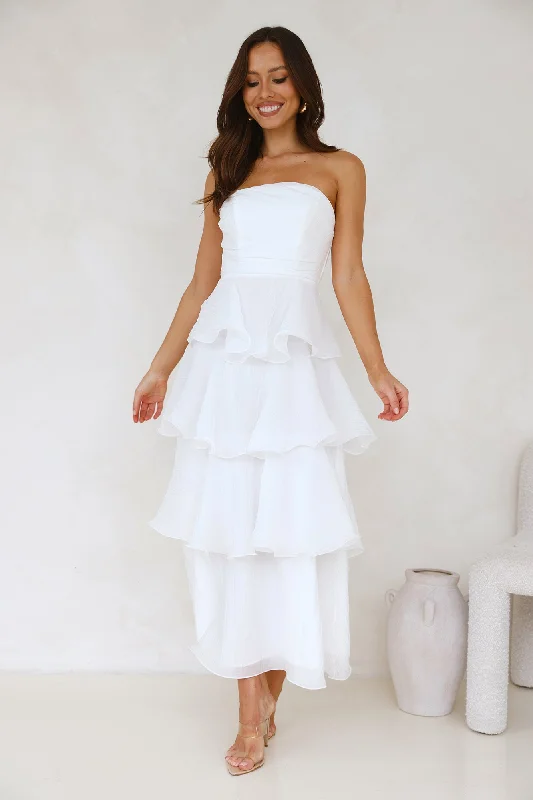 Wedding Adventure Strapless Maxi Dress White