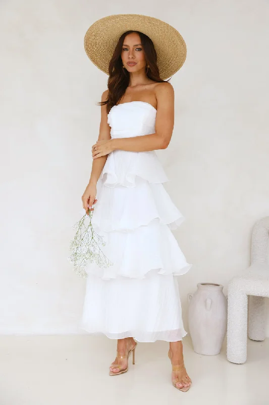 Wedding Adventure Strapless Maxi Dress White