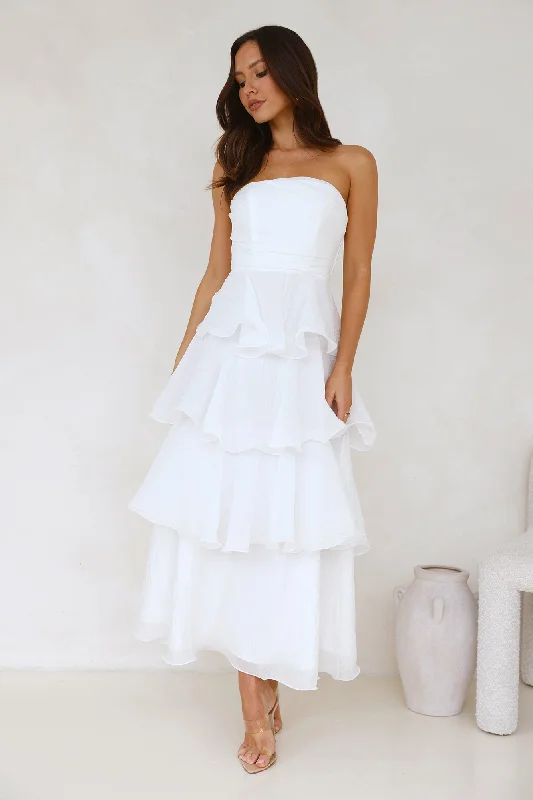 Wedding Adventure Strapless Maxi Dress White