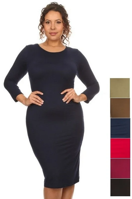 Basic Bodycon Dress in Black PLUS