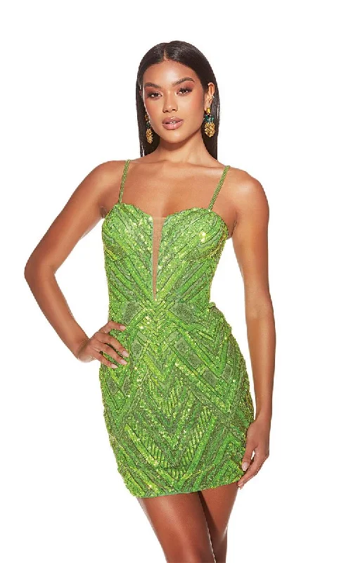 Alyce Paris Beaded Plunging Homecoming Dress 4840