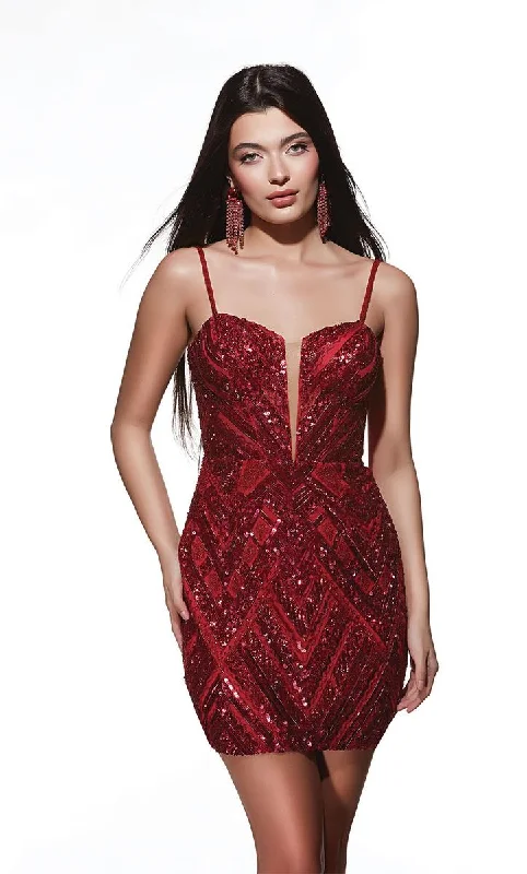 Alyce Paris Beaded Plunging Homecoming Dress 4840