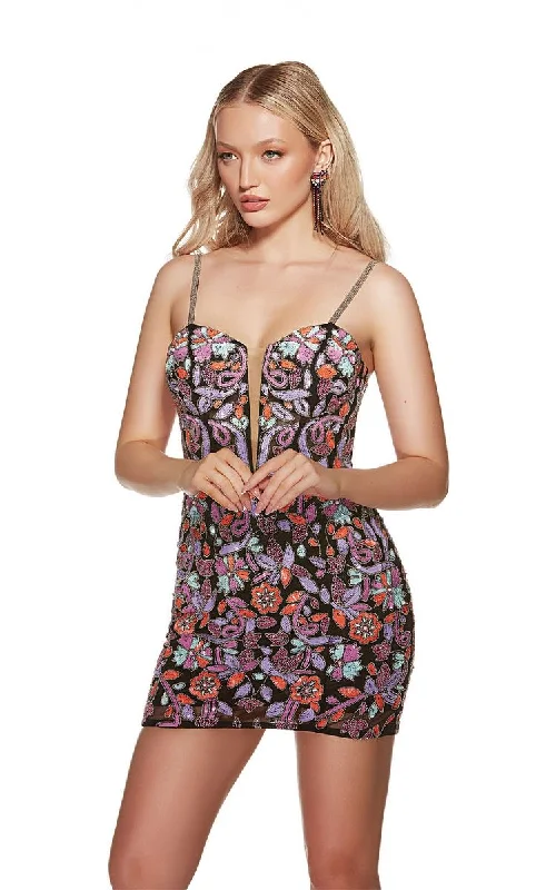 Alyce Paris Contrasting Floral Sequin HoCo Dress 4881