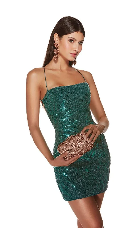 Alyce Paris Square Neck Sequin Homecoming Dress 4888