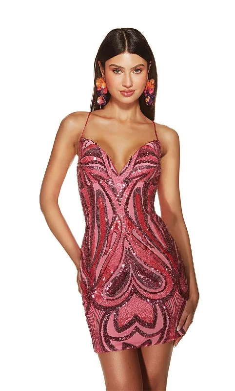 Alyce Paris V-Neck Swirl Homecoming Dress 4899