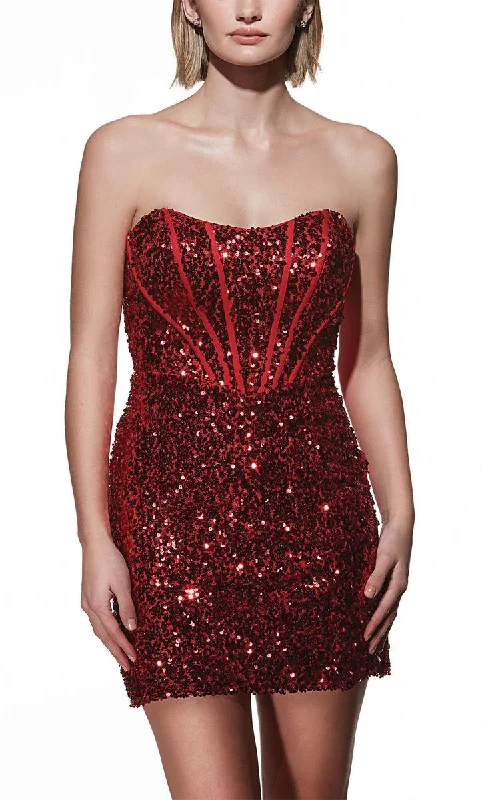 Alyce Paris Strapless Sequin Homecoming Dress 4909