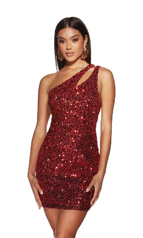 Alyce Paris One Shoulder Sequin HoCo Dress 4913