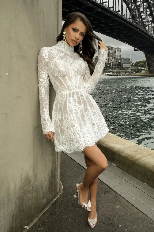 Portia and Scarlett Long Sleeve Lace Short Dress PS24424