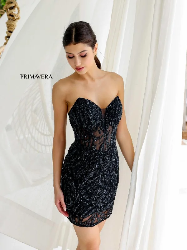 Primavera Sequin Strapless Illusion Homecoming Dress 4222