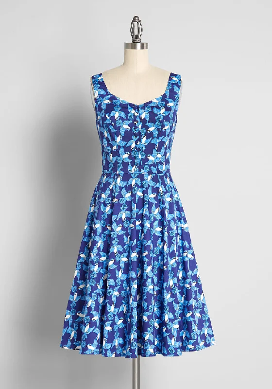 Blue Jays on the Wing Swing Dress