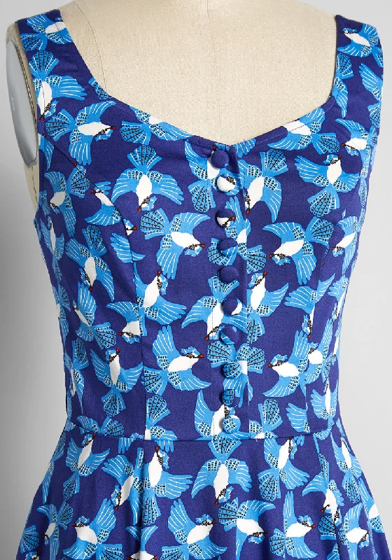 Blue Jays on the Wing Swing Dress