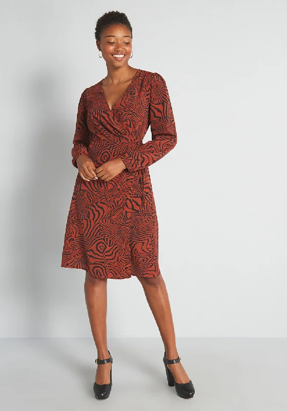 Passionate Print Wrap Dress