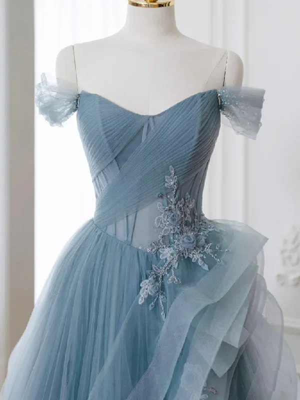 a-line-off-shoulder-tulle-lace-gray-blue-long-prom-dress-blue-long-formal-dress