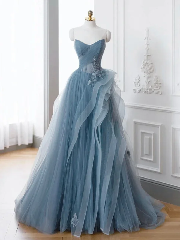 a-line-off-shoulder-tulle-lace-gray-blue-long-prom-dress-blue-long-formal-dress