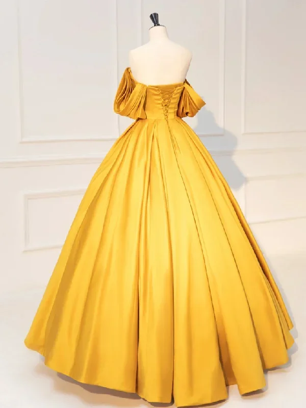 a-line-off-shoulder-yellow-long-prom-dress-yellow-satin-long-evening-dress