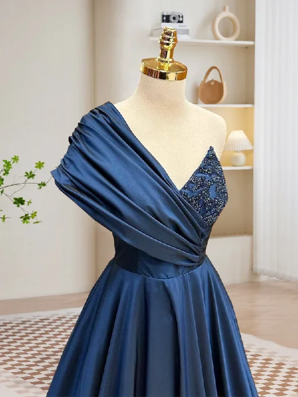 a-line-one-shoulder-satin-beads-dark-blue-long-prom-dress-blue-long-evening-dress