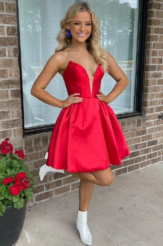 a-line-plunging-neck-red-satin-homecoming-dress