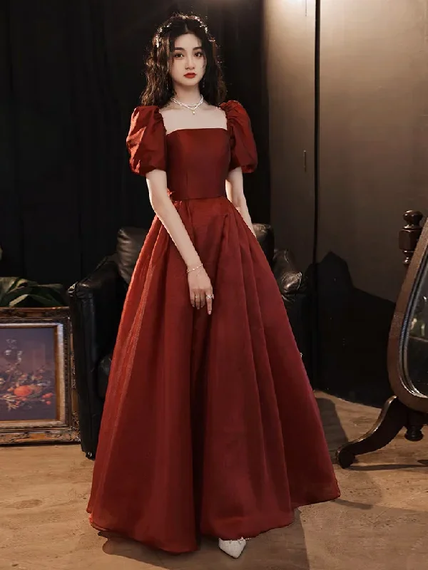 a-line-puff-sleeves-organza-burgundy-long-prom-dress-burgundy-long-evening-dress