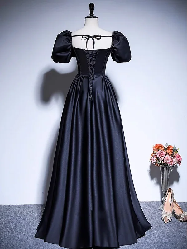 a-line-satin-puff-sleeves-black-long-prom-dress-black-long-evening-dress