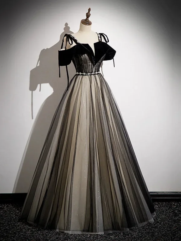 a-line-tulle-black-long-prom-dress-black-long-formal-dress