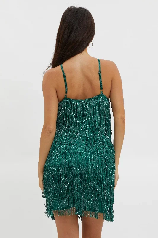 boulevarde-fringe-trim-mini-dress-dark-green