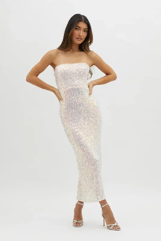 C'est Moi Sequin Laced Back Dress Pink