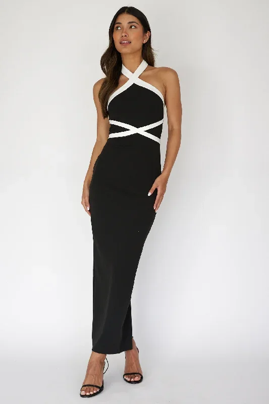 eleganza-halterneck-contrast-maxi-dress-black