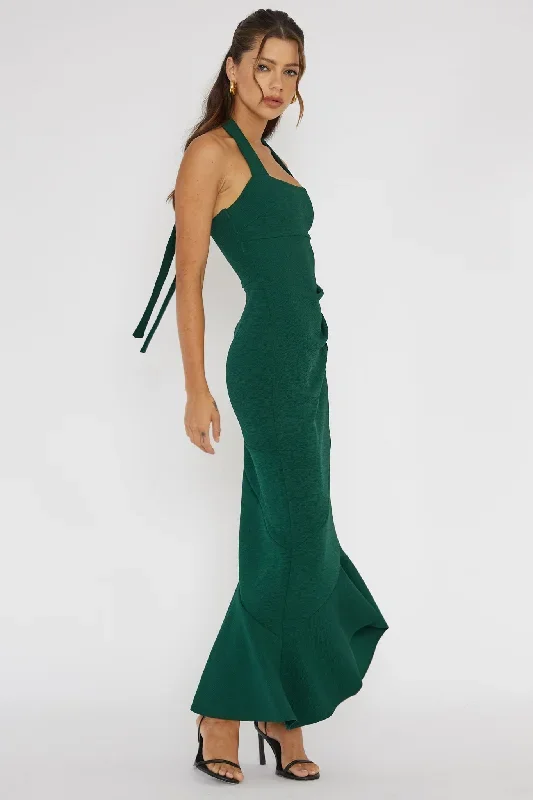 fire-of-stars-halterneck-midi-dress-forest-green