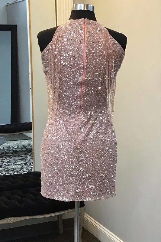 glitter-high-neck-sequins-tight-homecoming-dress-with-fringes