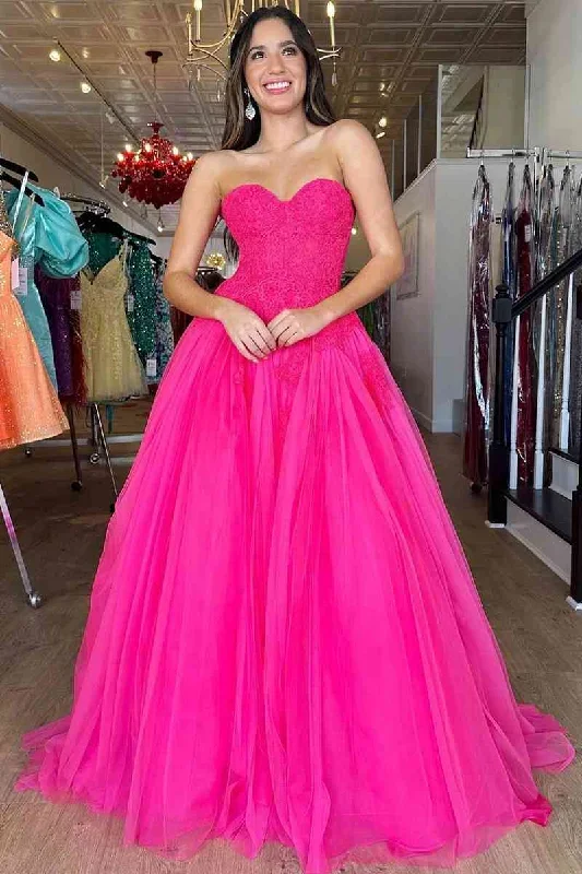 hot-pink-sweetheart-a-line-long-party-dress-with-appliques