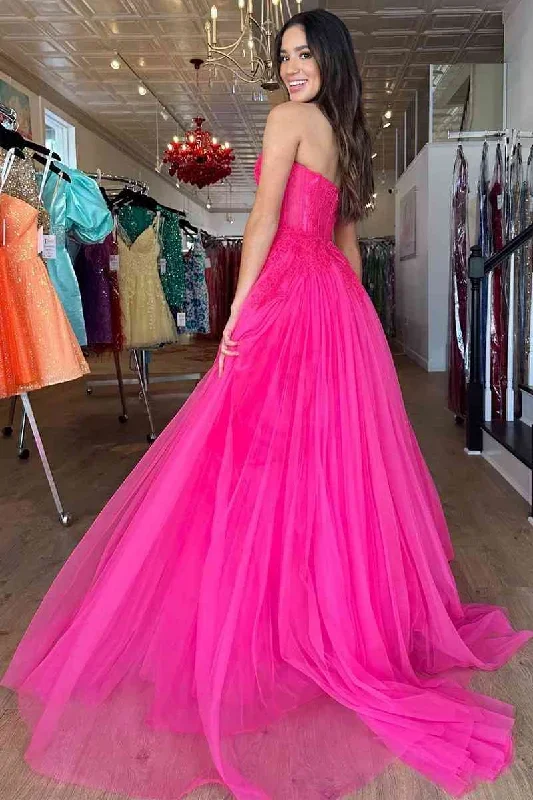 hot-pink-sweetheart-a-line-long-party-dress-with-appliques