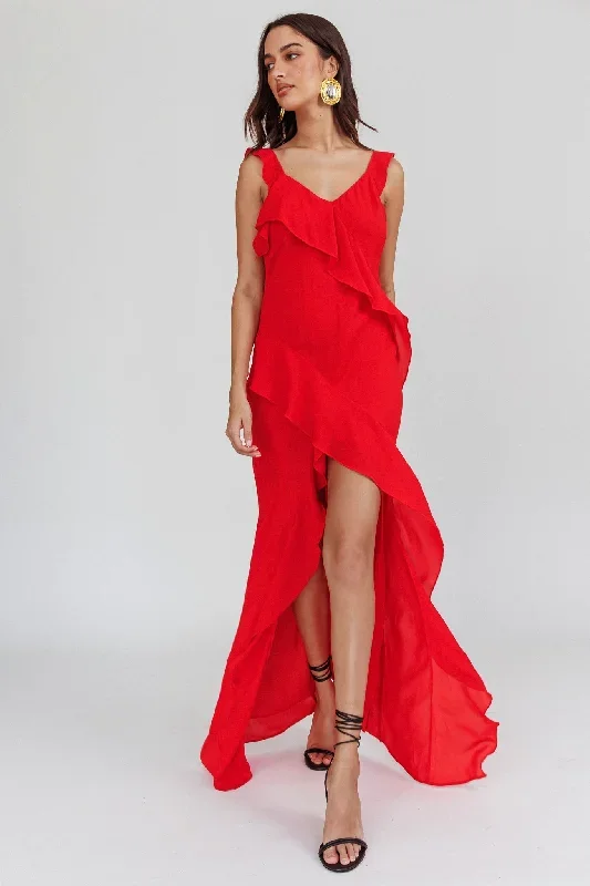 johannson-ruffle-trim-maxi-dress-red