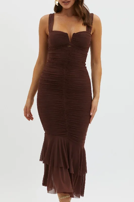 nadia-ruched-fishtail-maxi-dress-chocolate