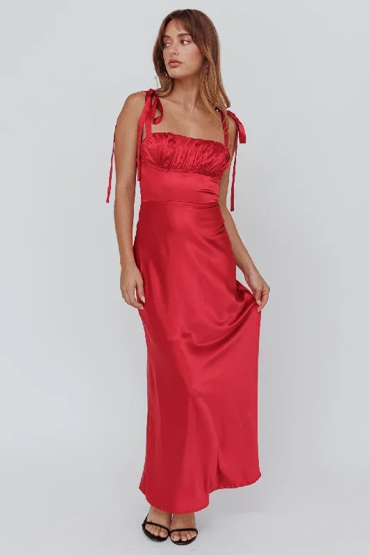 Pennelope Tied Shoulder Maxi Dress Wine