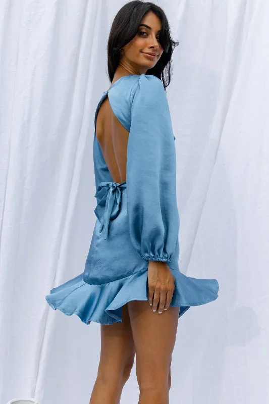 playa-vista-long-sleeve-frill-hem-dress-blue