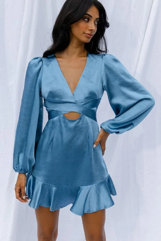 playa-vista-long-sleeve-frill-hem-dress-blue