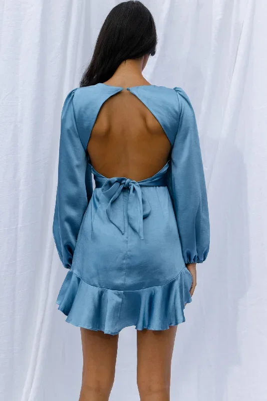 playa-vista-long-sleeve-frill-hem-dress-blue